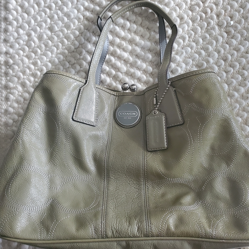 Coach Sage Green Leather Tote
